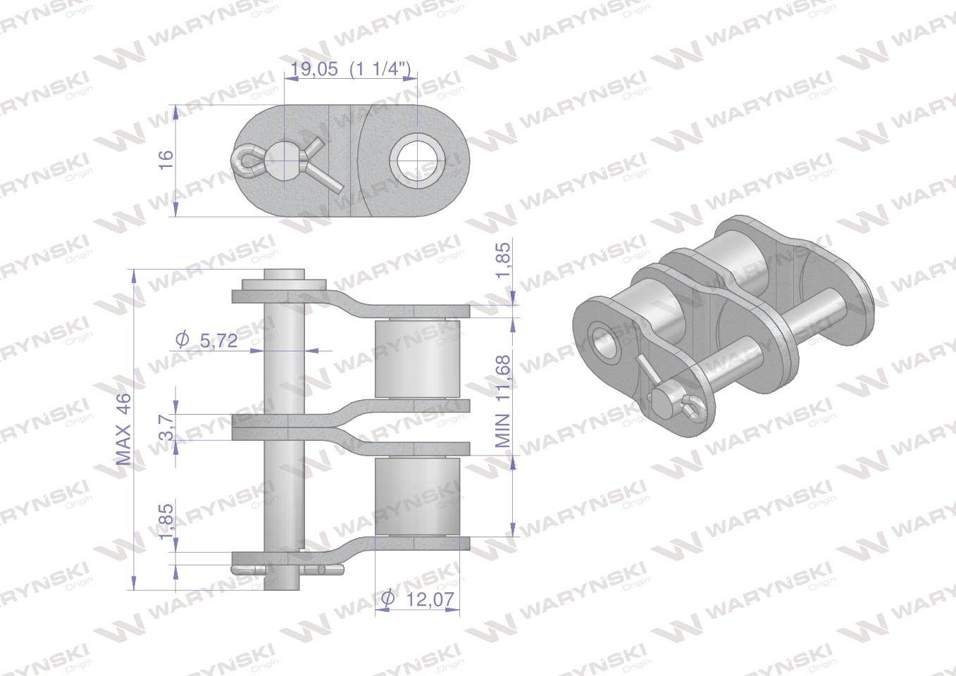 Półogniwo łańcucha 12b-2 r2 3/4 waryński 10szt Półogniwo łańcucha 12b-2 r2 3/4 waryński 10szt - obrazek 2