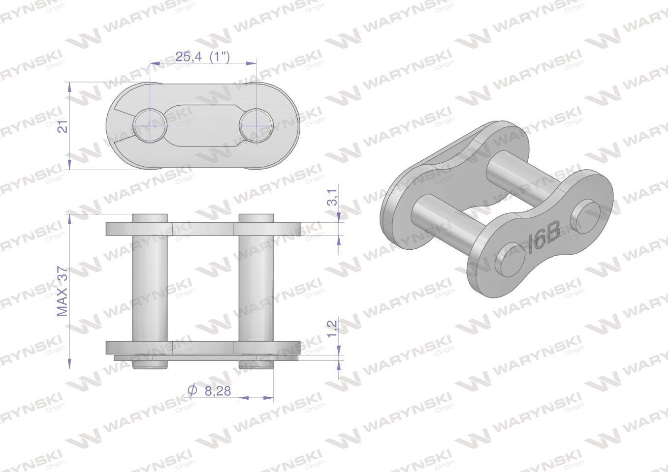 Zamek łańcucha 16b-1 r1 1 waryński 10szt Zamek łańcucha 16b-1 r1 1 waryński 10szt - obrazek 2
