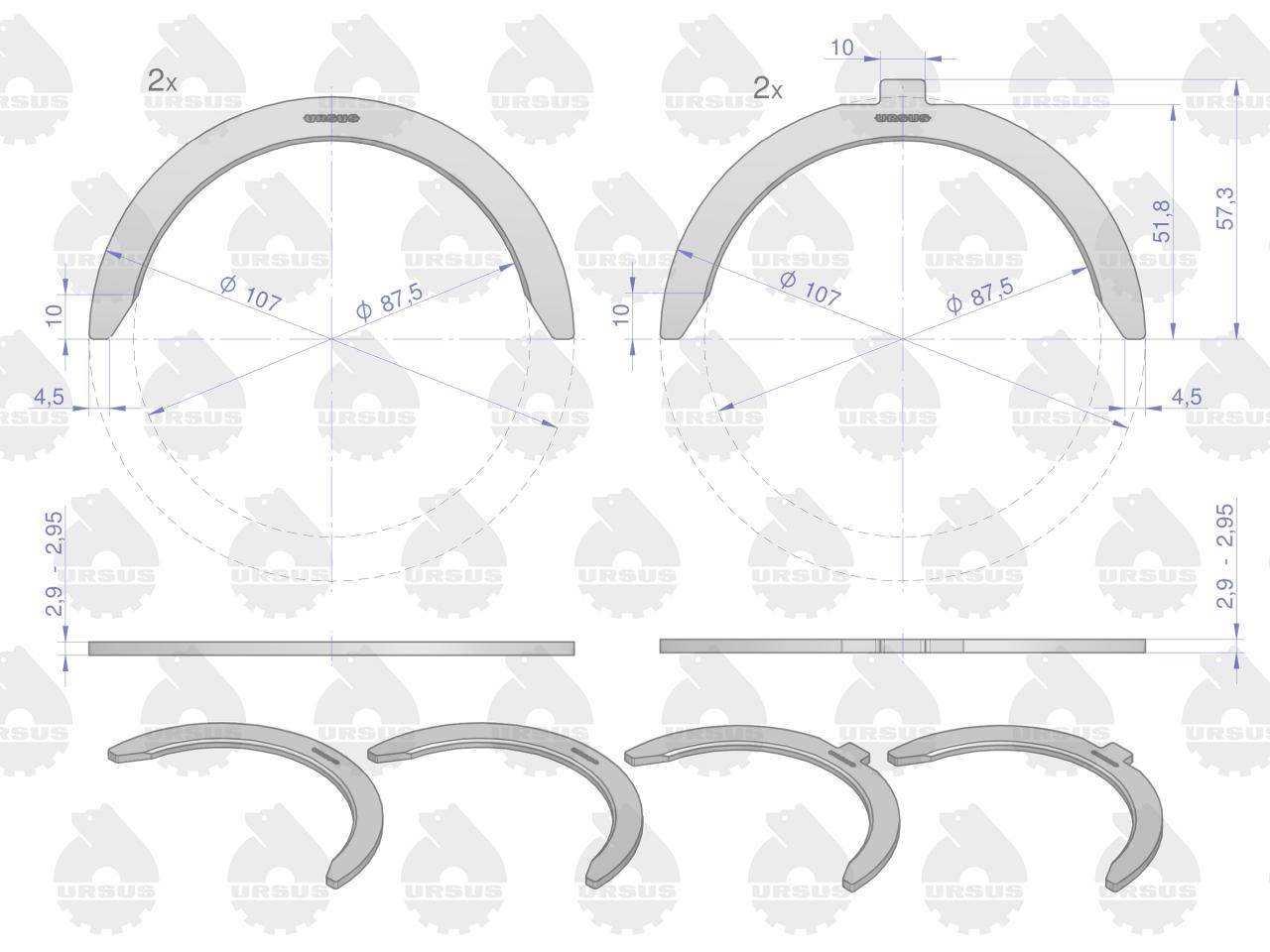 Komplet półpierścieni nominalne n-0,00 80002041 c-385 oryginał ursus Komplet półpierścieni nominalne n-0,00 80002041 c-385 oryginał ursus - obrazek 2