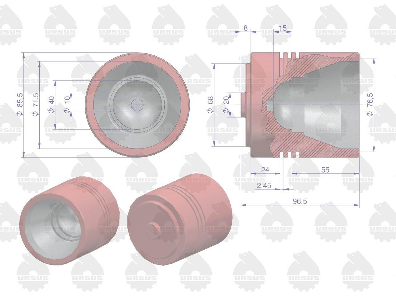 Tłok podnośnika 3-pierśncieniowy 897596m1 mf-4 oryginał ursus Tłok podnośnika 3-pierśncieniowy 897596m1 mf-4 oryginał ursus - obrazek 2
