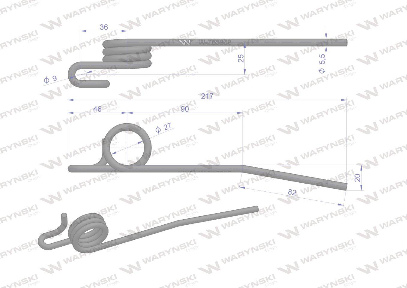 Palec sprężysty motowideł prawy z56958 john deere waryński w-z56958h149753 Palec sprężysty motowideł prawy z56958 john deere waryński w-z56958h149753 - obrazek 2