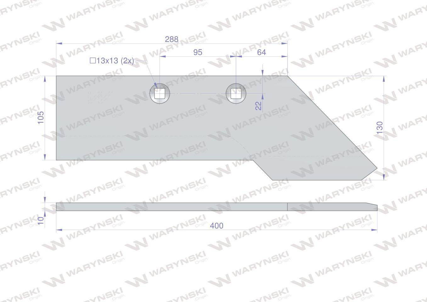 Lemiesz podorywkowy 2-otwory unia pług waryński Lemiesz podorywkowy 2-otwory unia pług waryński - obrazek 3