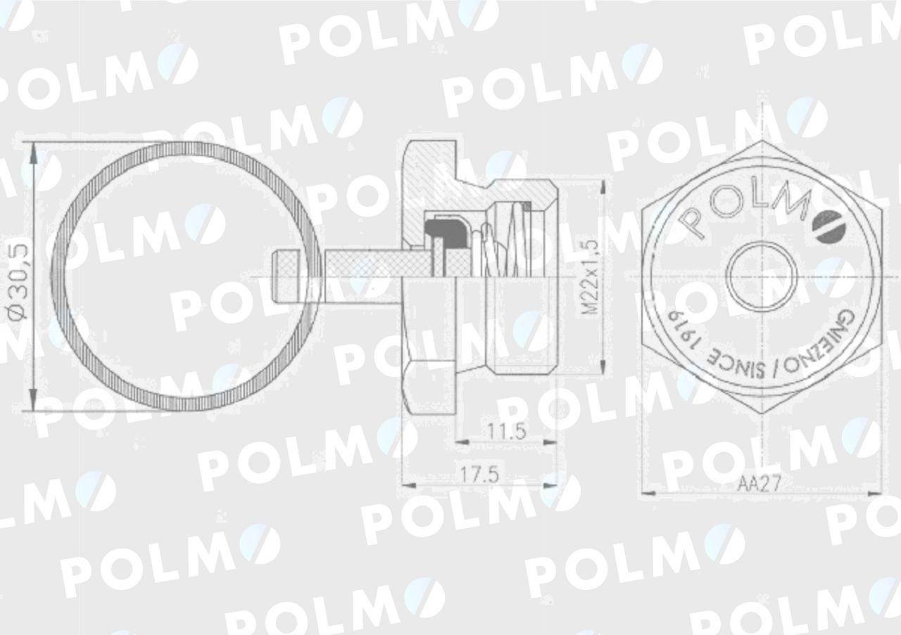 Odwadniacz zbiornika powietrza przyczepa ciągnik 22x1.5 po 5 polmo Odwadniacz zbiornika powietrza przyczepa ciągnik 22x1.5 po 5 polmo - obrazek 2
