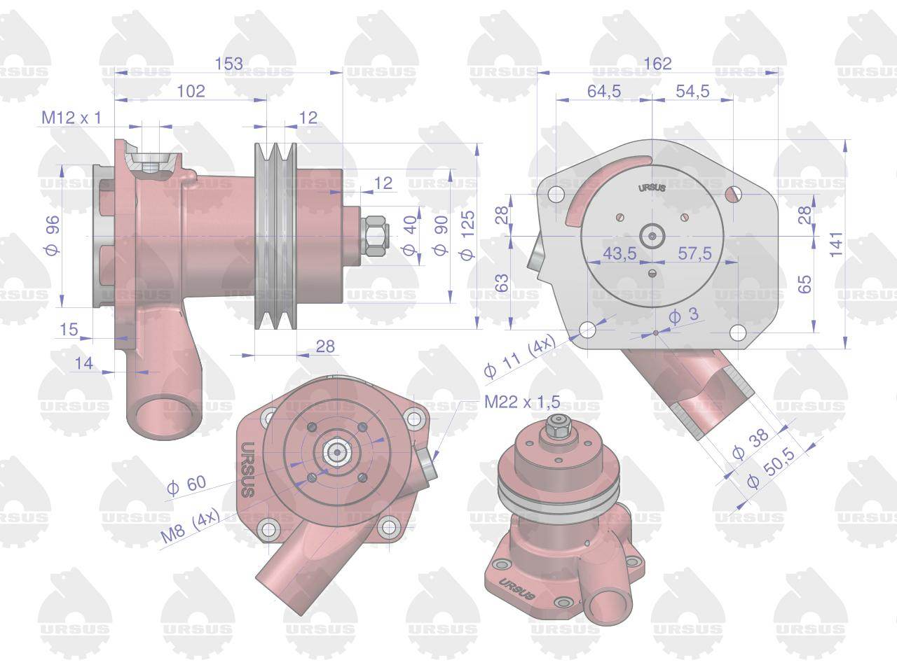 Pompa wody wysoka ii paski c-385 oryginał ursus Pompa wody wysoka ii paski c-385 oryginał ursus - obrazek 7