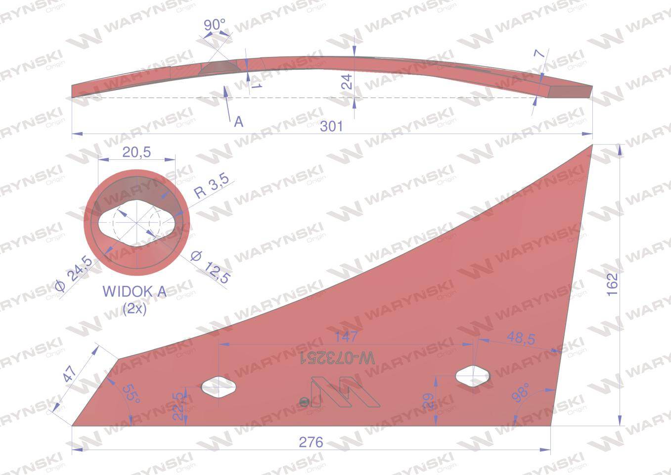 Pierś odkładni lewa dwuotworowa kverneland stal borowa waryński Pierś odkładni lewa dwuotworowa kverneland stal borowa waryński - obrazek 3
