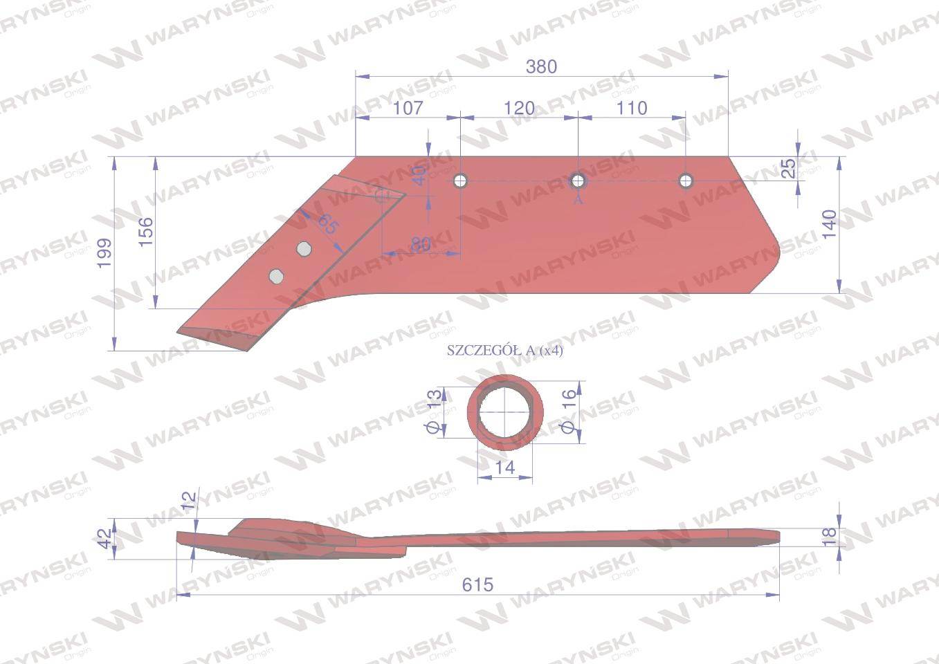 Eurolemiesz lewy 16" z dłutem kverneland pług stal borowa waryński Eurolemiesz lewy 16" z dłutem kverneland pług stal borowa waryński - obrazek 3