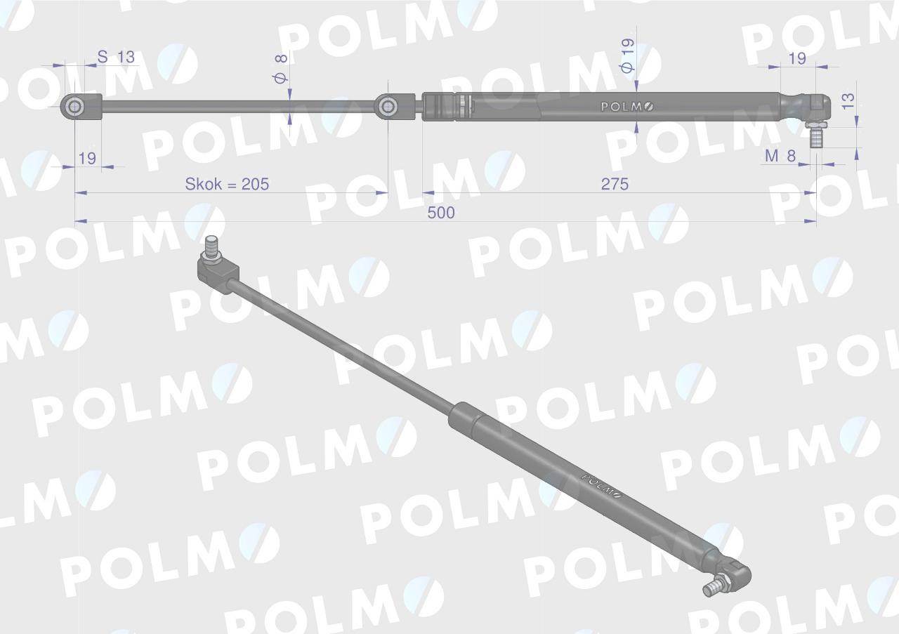 Siłownik szyby przedniej l max 500mm x800420414000p fendt polmo Siłownik szyby przedniej l max 500mm x800420414000p fendt polmo - obrazek 2