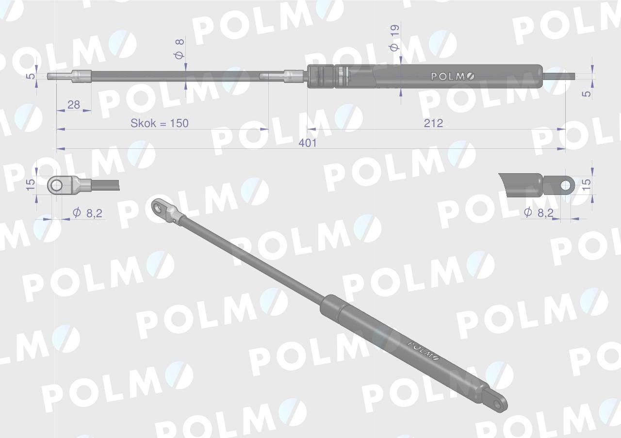 Siłownik maski silnika l max 400mm 1531489c0p case ih polmo Siłownik maski silnika l max 400mm 1531489c0p case ih polmo - obrazek 2