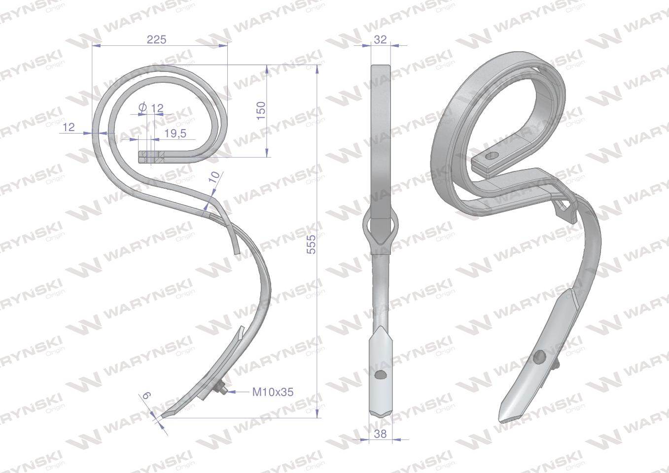 Ząb sprężynowy wzmocniony 32x12 waryński Ząb sprężynowy wzmocniony 32x12 waryński - obrazek 2