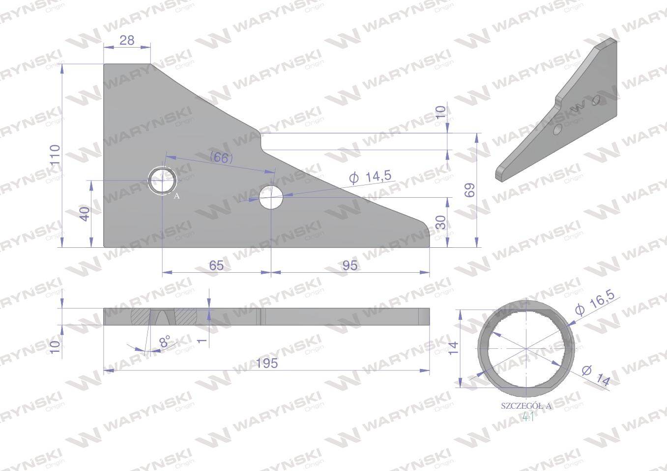 Płoza mała końcówka lewa kuhn stal borowa waryński Płoza mała końcówka lewa kuhn stal borowa waryński - obrazek 2