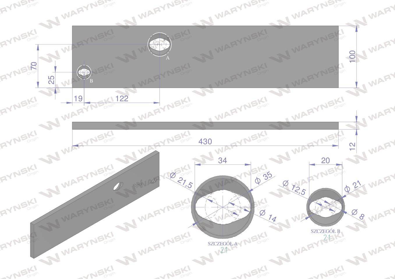 Płoza krótka prawa 83-981 overum stal borowa waryński Płoza krótka prawa 83-981 overum stal borowa waryński - obrazek 2