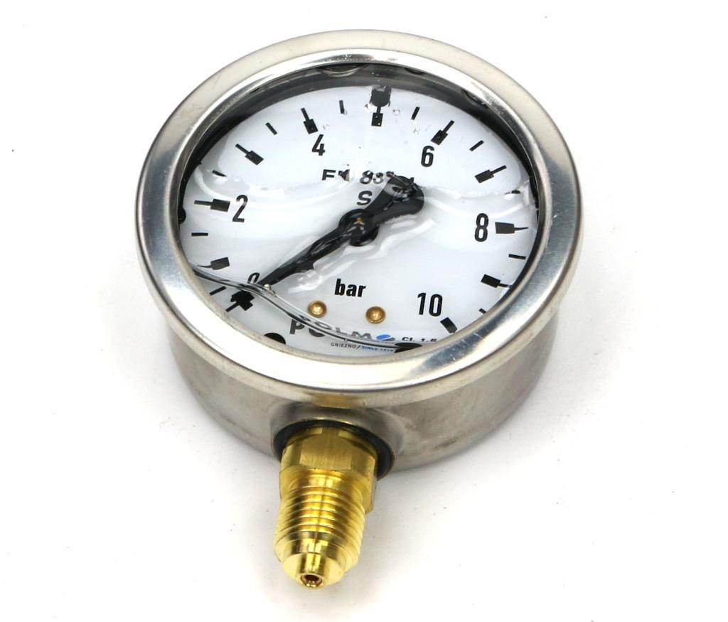 Manometr glicerynowy m63 0-10 bar dolne przyłącze g1/4" polmo