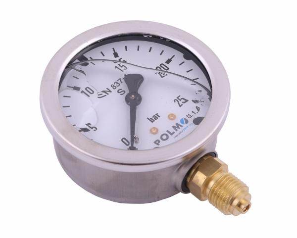 Manometr glicerynowy m63 0-25 bar dolne przyłącze g1/4" polmo