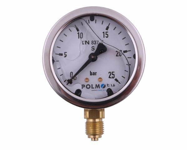 Manometr glicerynowy m63 0-25 bar dolne przyłącze g1/4" polmo Manometr glicerynowy m63 0-25 bar dolne przyłącze g1/4" polmo - obrazek 2