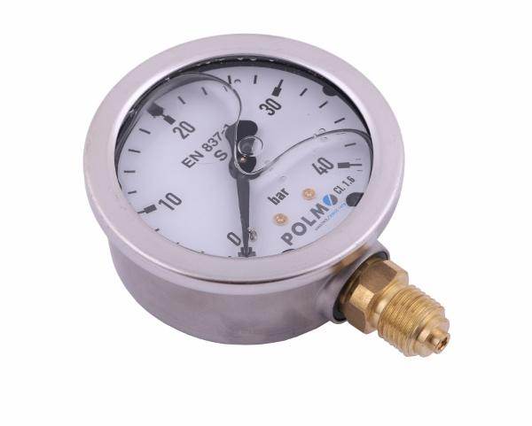 Manometr glicerynowy m63 0-40 bar dolne przyłącze g1/4" polmo