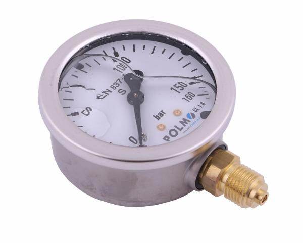 Manometr glicerynowy m63 0-160 bar dolne przyłącze g1/4" polmo