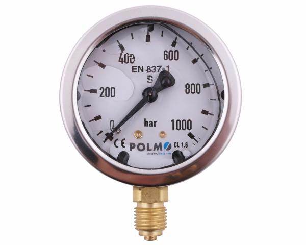 Manometr glicerynowy m63 0-1000 bar dolne przyłącze g1/4" polmo Manometr glicerynowy m63 0-1000 bar dolne przyłącze g1/4" polmo - obrazek 2
