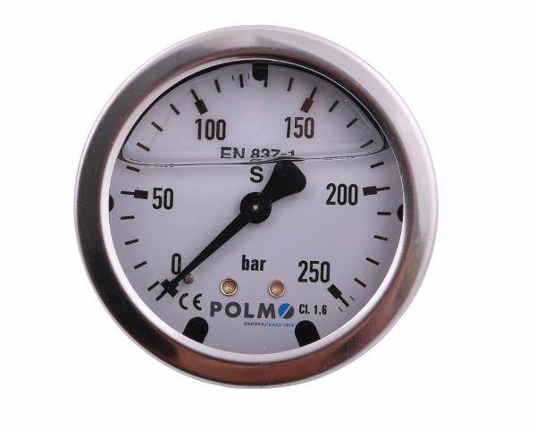 Manometr glicerynowy m63 0-250 bar tylne przyłącze g1/4" polmo Manometr glicerynowy m63 0-250 bar tylne przyłącze g1/4" polmo - obrazek 2