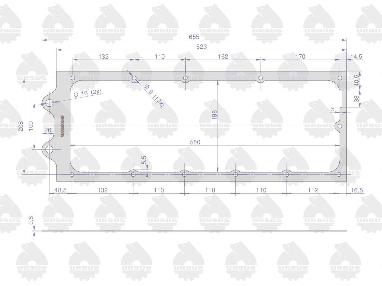 Uszczelka pokrywy górnej skrzyni biegów krążelit 0.8mm c-360 po 5 oryginał ursus Uszczelka pokrywy górnej skrzyni biegów krążelit 0.8mm c-360 po 5 oryginał ursus - obrazek 2