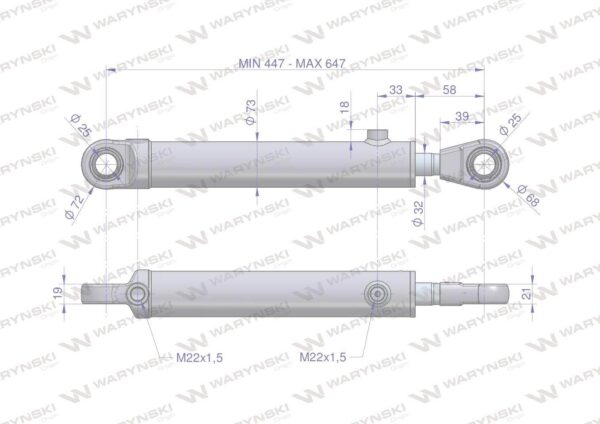 Cylinder hydrauliczny siłownik dwustronny wspomagania układu kierowniczego 84276909 smt2 63/32/200 c-385 waryński - obrazek 2