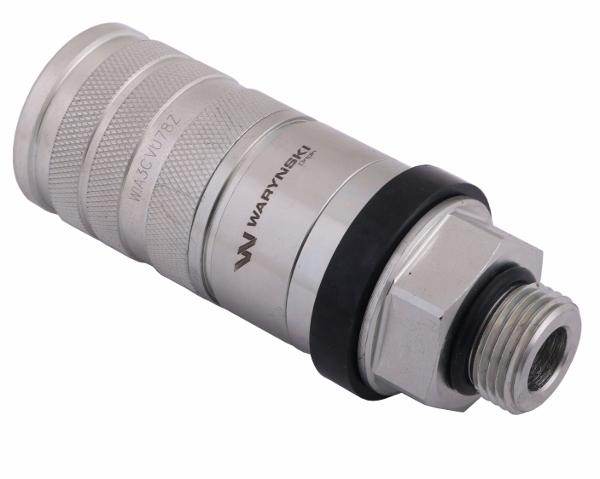 Szybkozłącze hydrauliczne zrywalne seria wia3cv 3cfpv 68 l/min gniazdo g7/8"unf gwint zewnętrzny euro push-pull iso 7241-a waryński