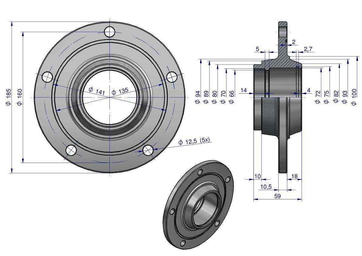 Piasta talerza agregatu 5-otworowa kuta fi-185 Piasta talerza agregatu 5-otworowa kuta fi-185 - obrazek 2