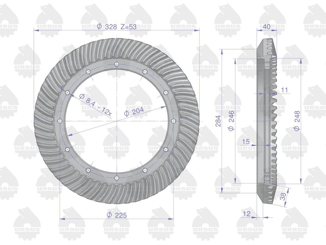Para kół ataku 46625070 zetor c-360 nity fi-8 ząb skośny oryginał ursus Para kół ataku 46625070 zetor c-360 nity fi-8 ząb skośny oryginał ursus - obrazek 4