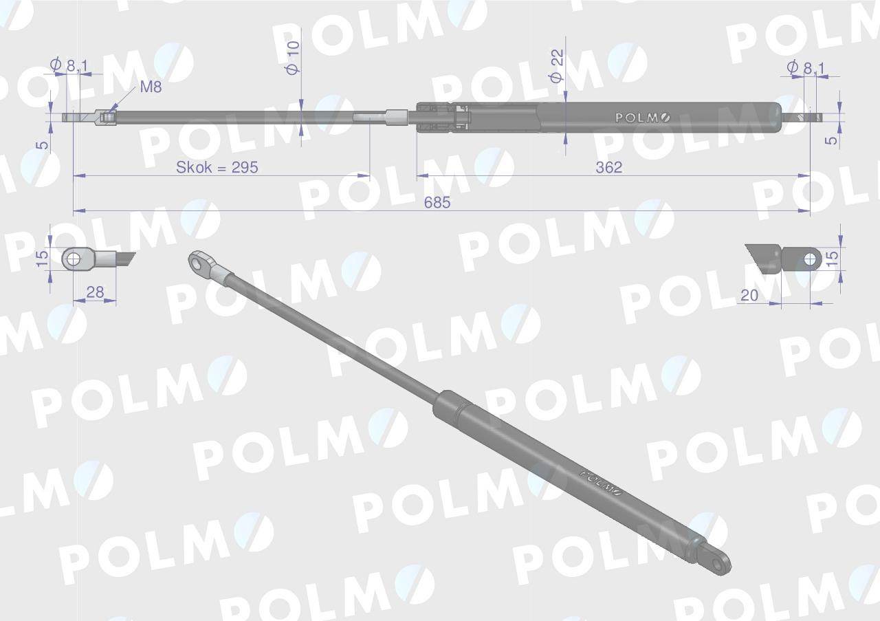 Siłownik sprężyna gazowa uniwersalna do prasy l max 685mm 084980 new holland case polmo Siłownik sprężyna gazowa uniwersalna do prasy l max 685mm 084980 new holland case polmo - obrazek 3