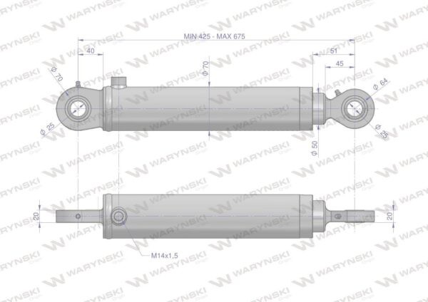 Cylinder hydrauliczny siłownik jednostronny pomocniczy do zetor smn.50.250 70118033 701180451/pl waryński - obrazek 2