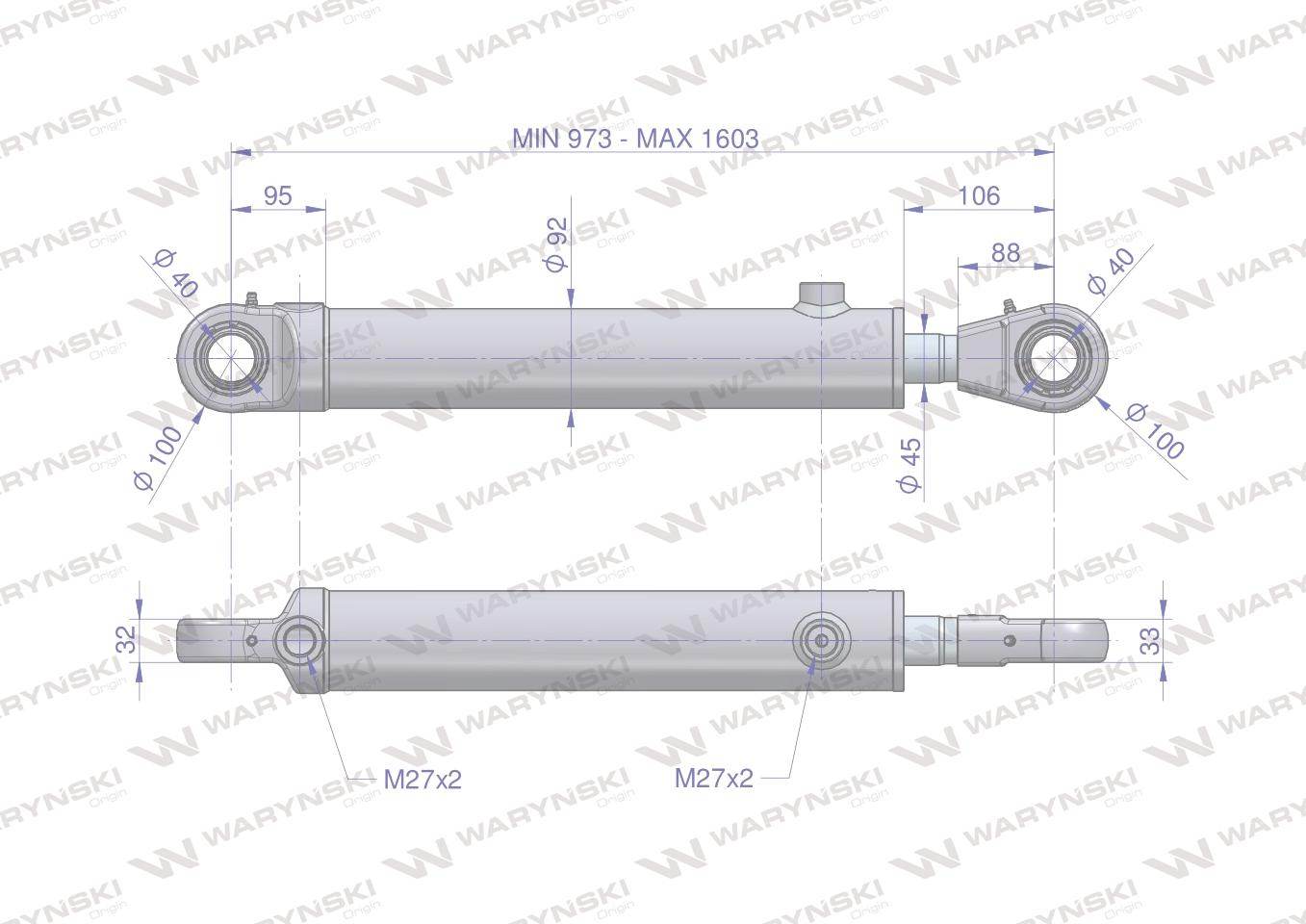 Cylinder hydrauliczny siłownik dwustronny 7214035010 cj2f-18-80/45/630 dgzl+u 7214090020 cyklop wysięgnik waryński Cylinder hydrauliczny siłownik dwustronny 7214035010 cj2f-18-80/45/630 dgzl+u 7214090020 cyklop wysięgnik waryński - obrazek 2