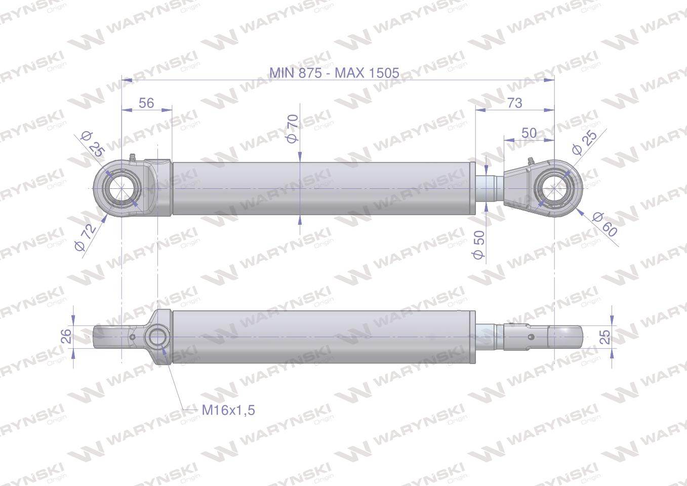 Cylinder hydrauliczny siłownik jednostronny wzmocniony smn2.50 630+kt2 7210120052 tur 1.2 waryński Cylinder hydrauliczny siłownik jednostronny wzmocniony smn2.50 630+kt2 7210120052 tur 1.2 waryński - obrazek 2