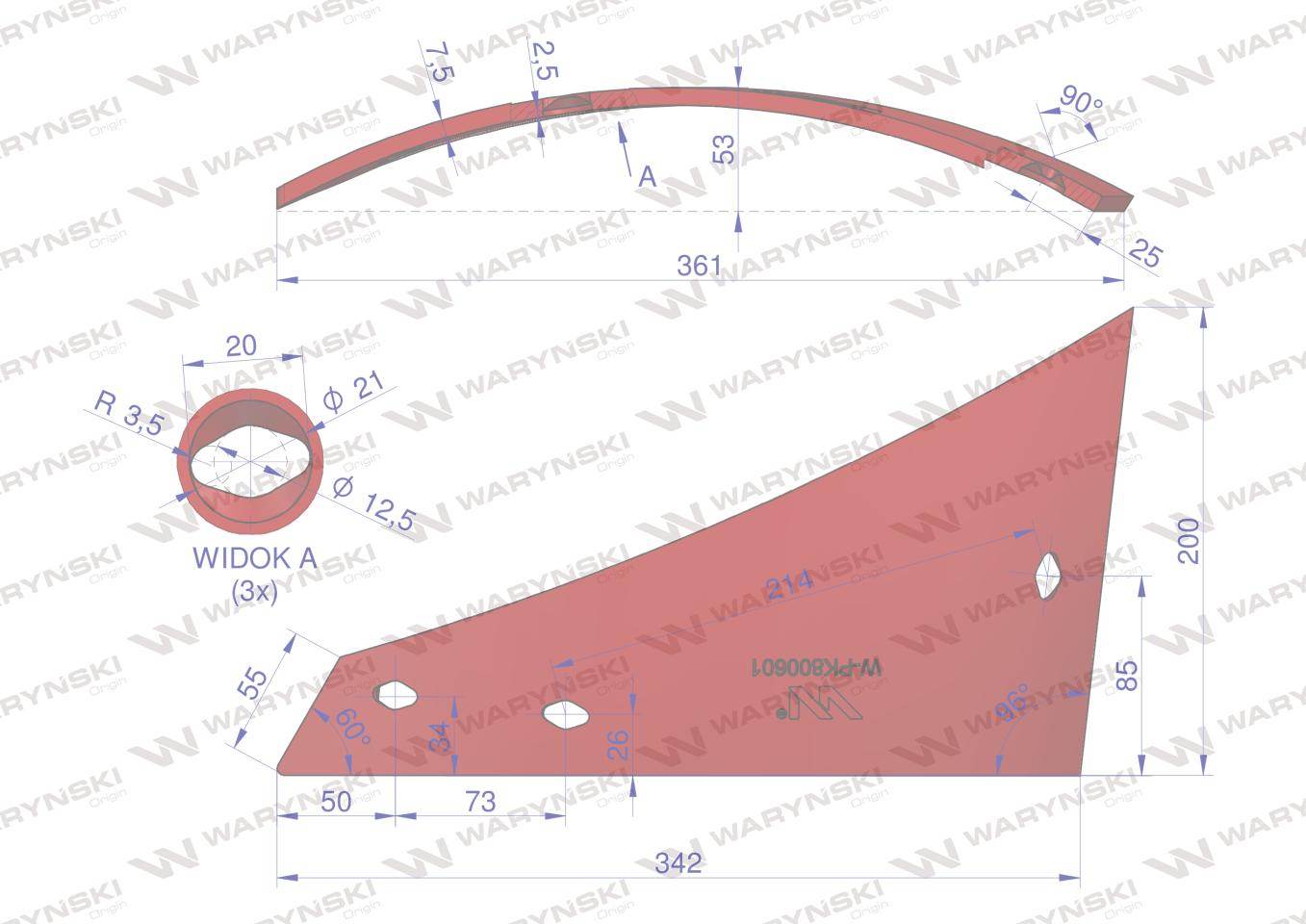 Pierś lewa trzyotworowa wy400 vogel & noot stal borowa waryński Pierś lewa trzyotworowa wy400 vogel & noot stal borowa waryński - obrazek 2