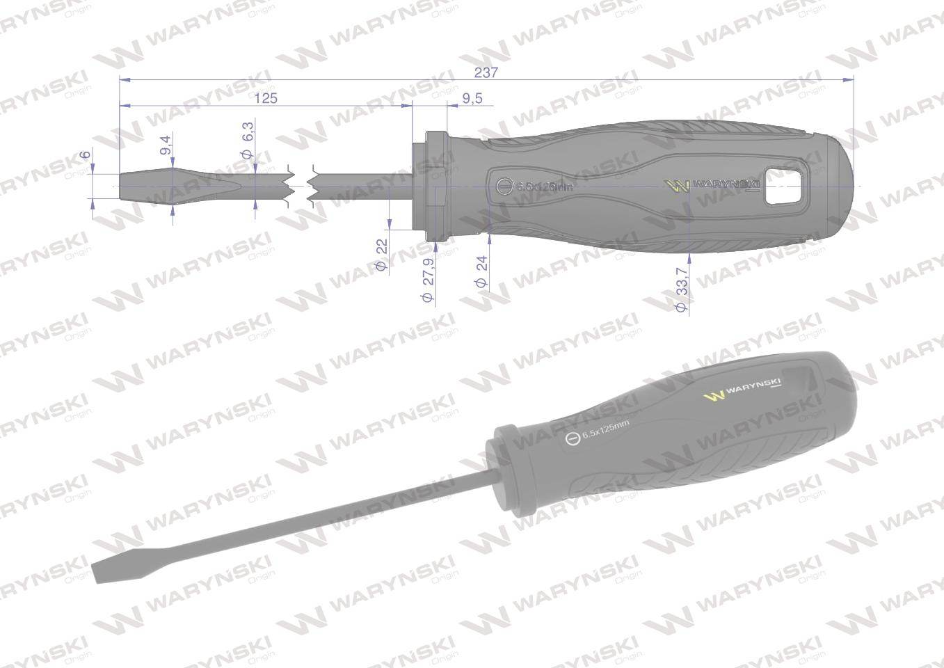 Wkrętak płaski 6x125mm stal svcm waryński Wkrętak płaski 6x125mm stal svcm waryński - obrazek 3