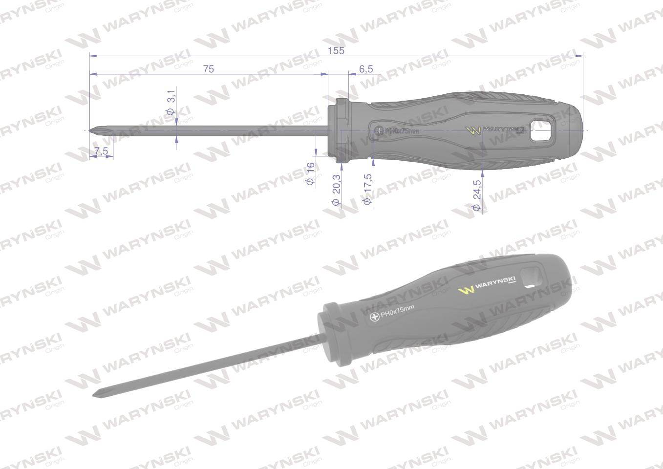 Wkrętak ph0 75mm stal svcm waryński Wkrętak ph0 75mm stal svcm waryński - obrazek 3