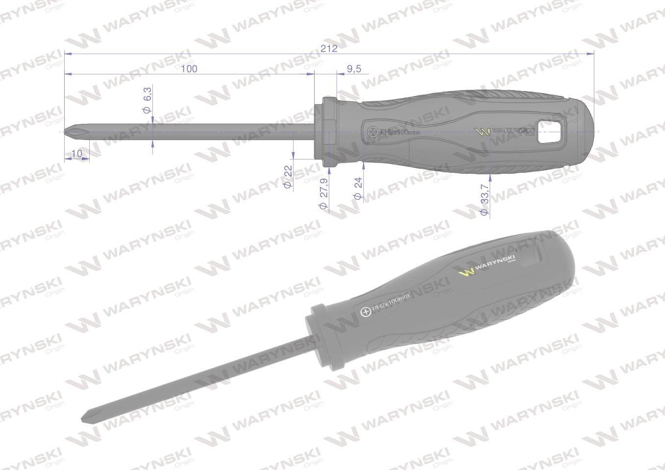 Wkrętak ph2 100mm stal svcm waryński Wkrętak ph2 100mm stal svcm waryński - obrazek 3