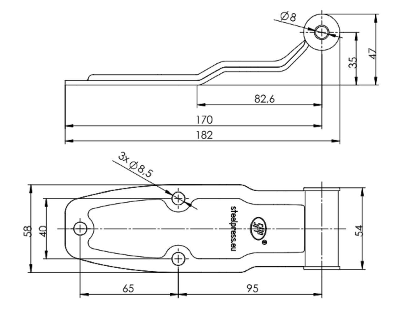Zawias do zabudowy kompletny hb-04.170-03 przyczepka spp Zawias do zabudowy kompletny hb-04.170-03 przyczepka spp - obrazek 2