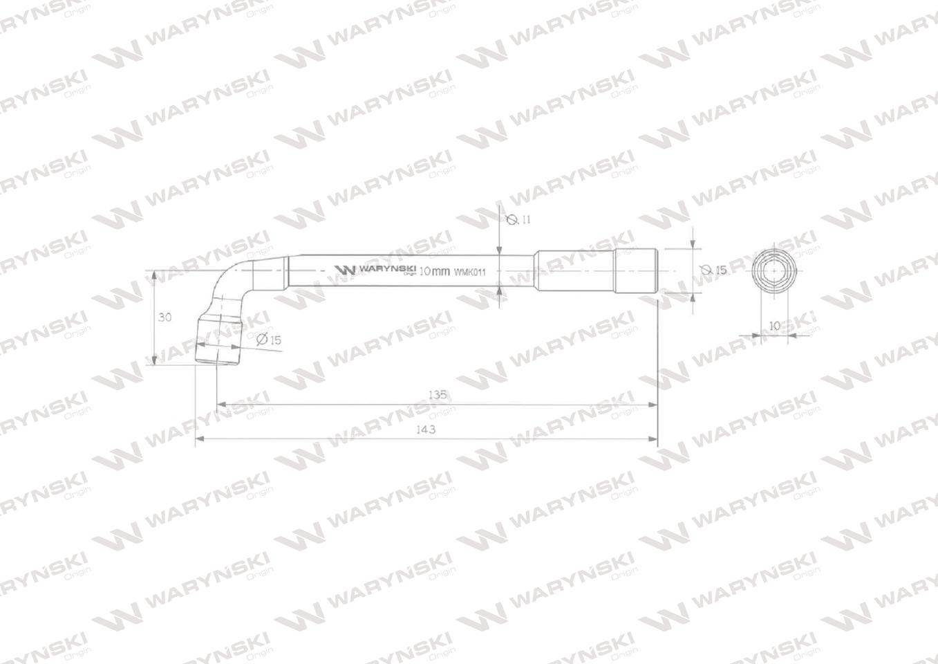 Klucz fajkowy 10mm dwunastokatny ze stali crv waryński Klucz fajkowy 10mm dwunastokatny ze stali crv waryński - obrazek 3