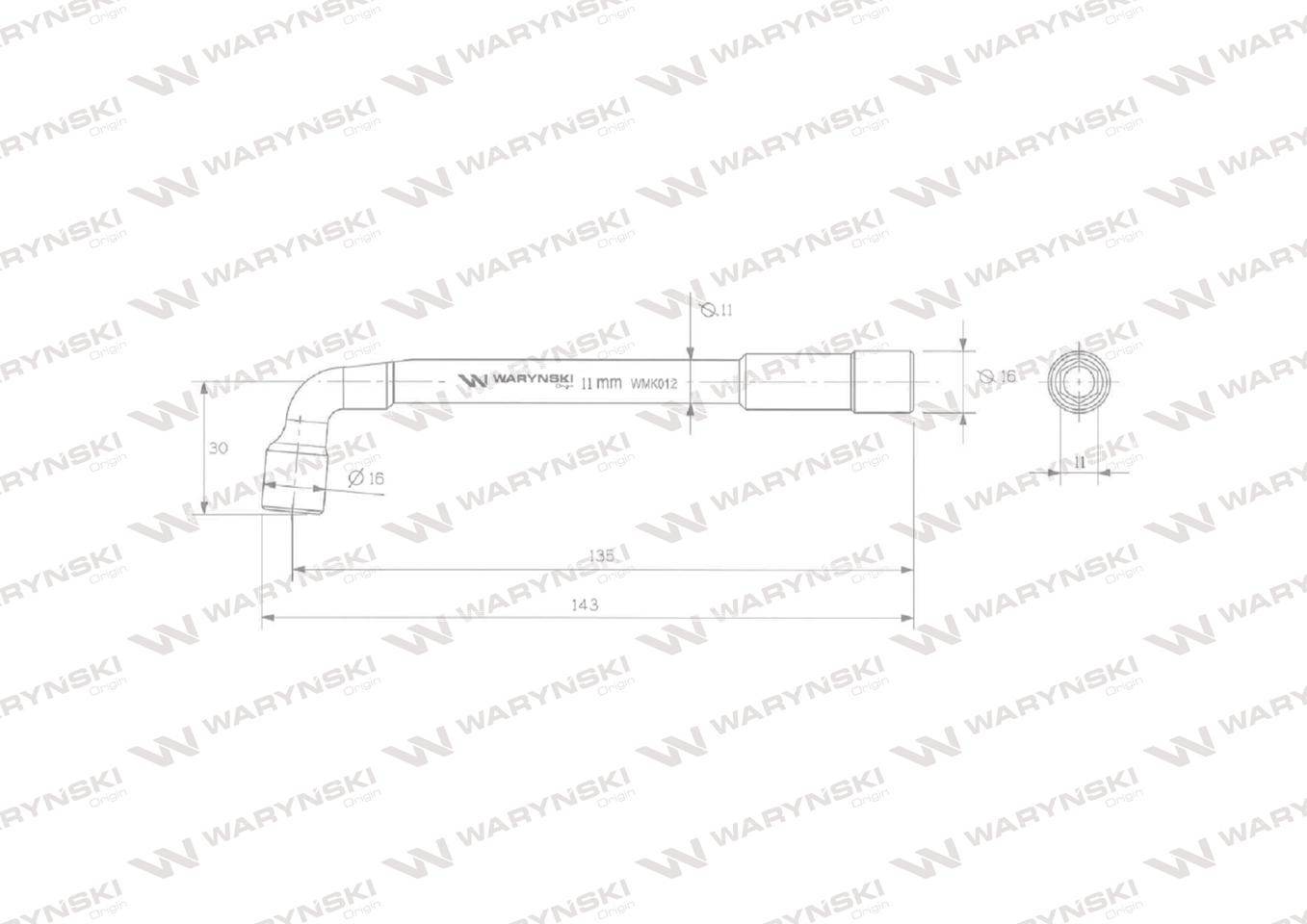 Klucz fajkowy 11mm dwunastokatny ze stali crv waryński Klucz fajkowy 11mm dwunastokatny ze stali crv waryński - obrazek 3
