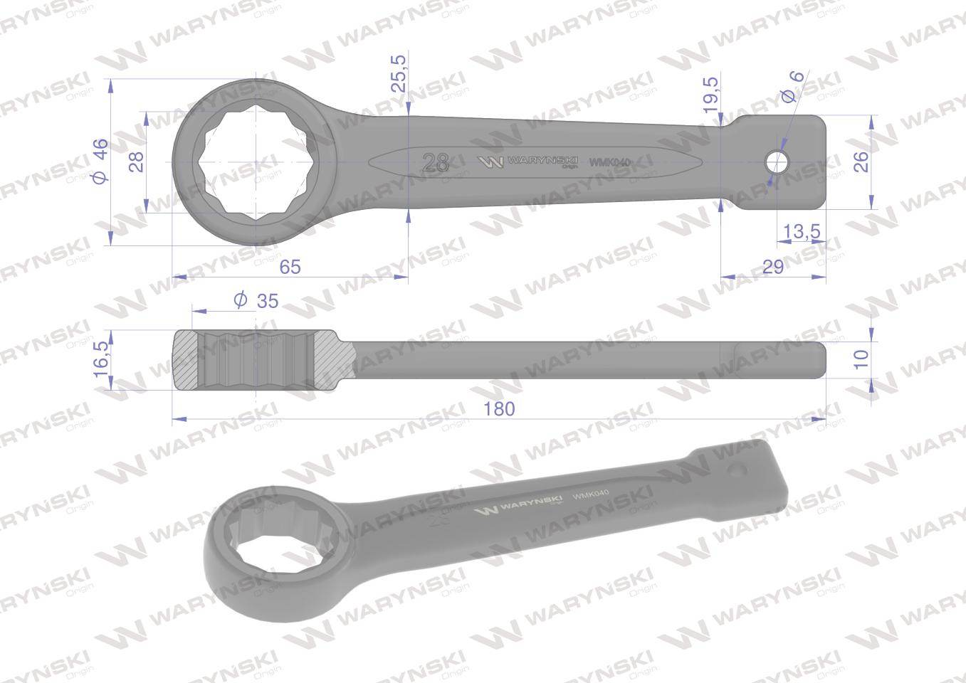 Klucz oczkowy do pobijania 28mm waryński Klucz oczkowy do pobijania 28mm waryński - obrazek 2