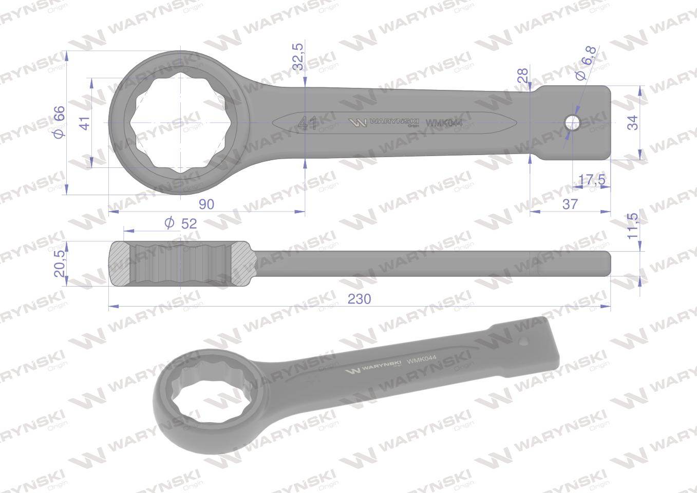 Klucz oczkowy do pobijania 41mm waryński Klucz oczkowy do pobijania 41mm waryński - obrazek 2