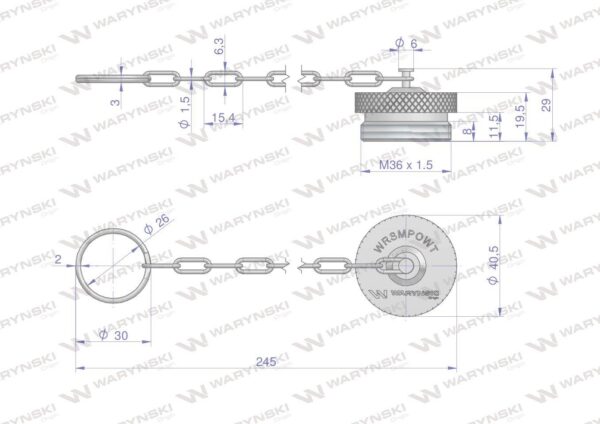Komplet zawór wtyczka bizon m18x1.5 skręcane zsr6160102 z gwintowaną pokrywą/osłoną aluminiową waryński - obrazek 4