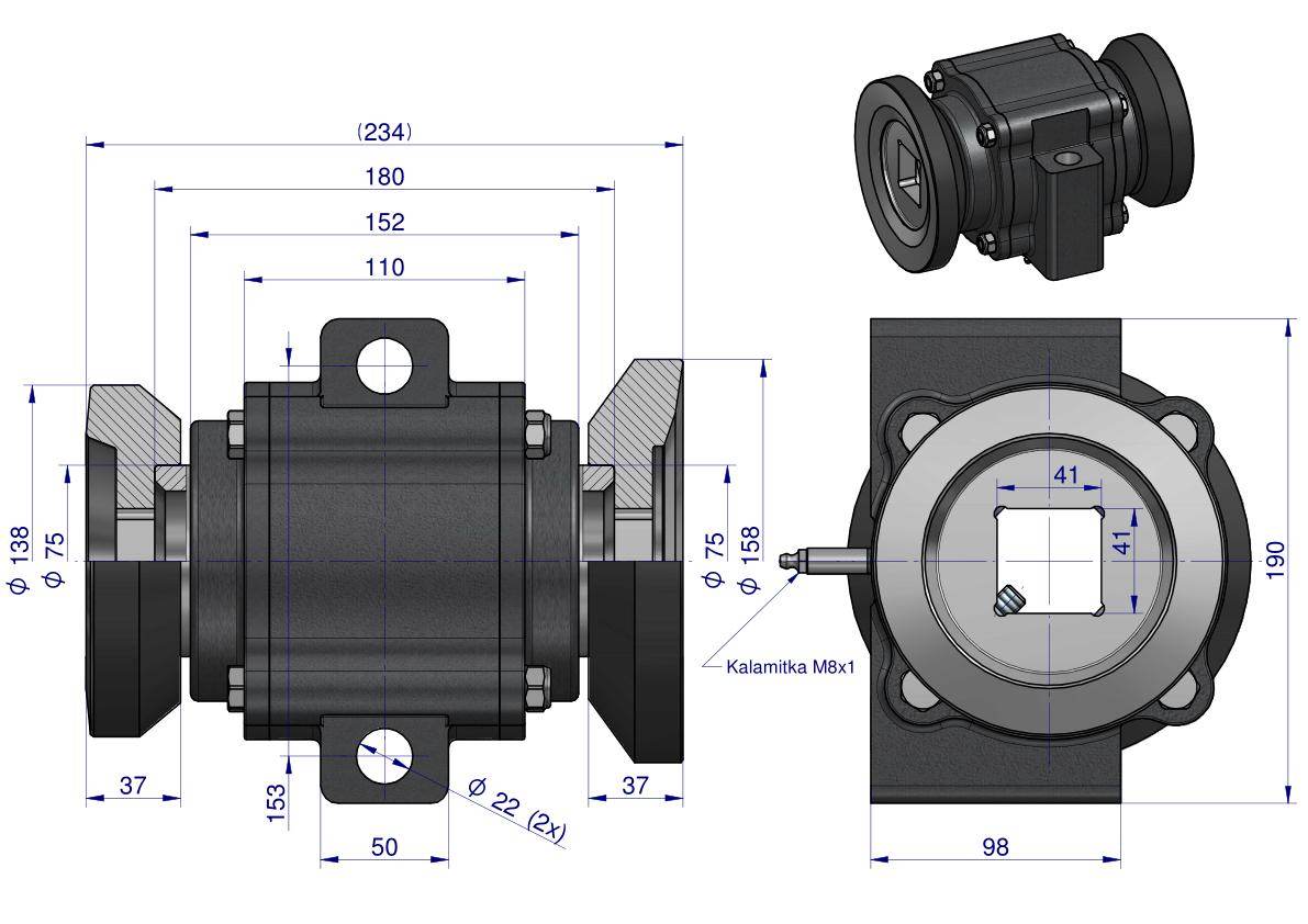 Łożysko kompletne brony talerzowej na wał czworokątny 40x40 bru kverneland rau Łożysko kompletne brony talerzowej na wał czworokątny 40x40 bru kverneland rau - obrazek 2