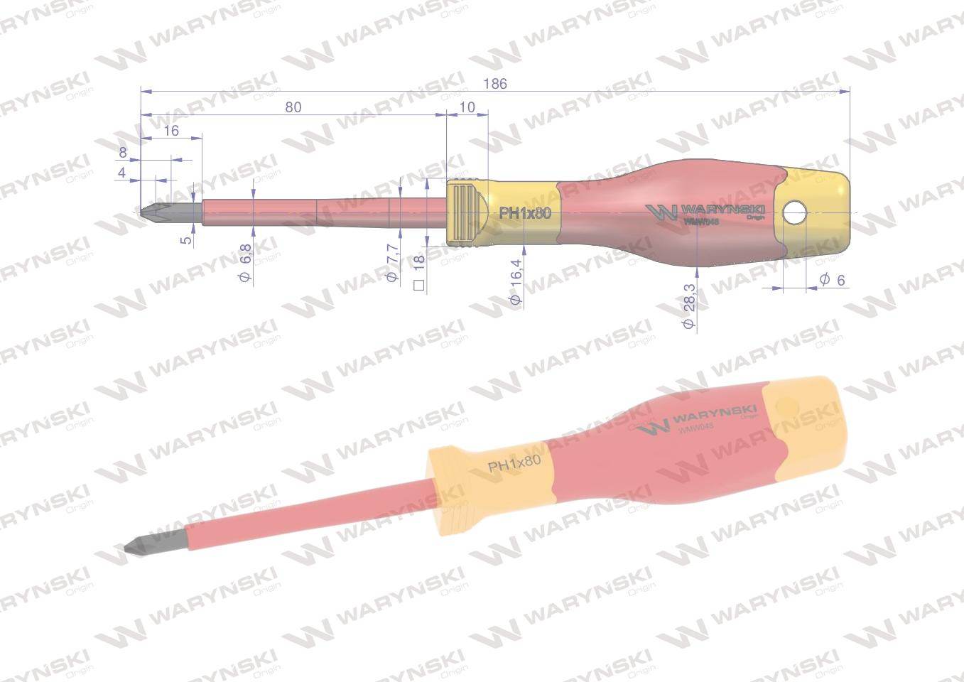 Wkrętak ph1*80mm izolowany vde stal s2waryński Wkrętak ph1*80mm izolowany vde stal s2waryński - obrazek 2
