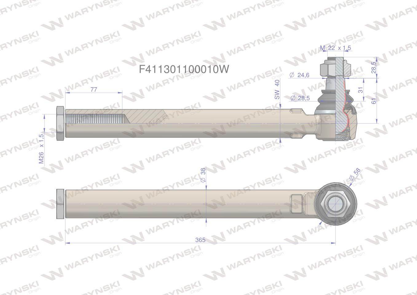 Przegub kierowniczy m22x1.5 f411301100010 waryński Przegub kierowniczy m22x1.5 f411301100010 waryński - obrazek 3