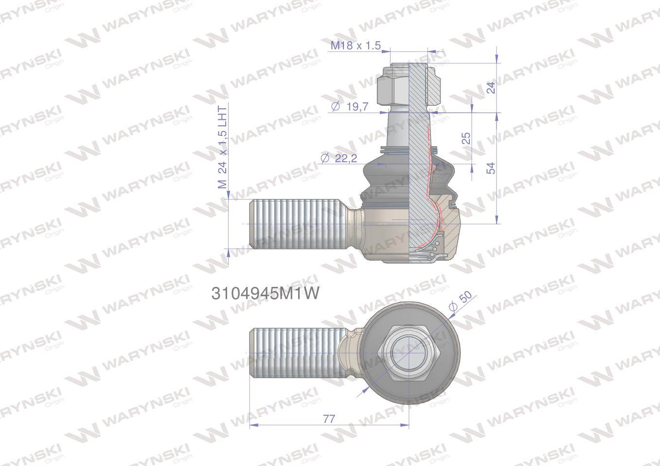 Przegub kierowniczy 24x1.5l 3104945m1 waryński Przegub kierowniczy 24x1.5l 3104945m1 waryński - obrazek 3