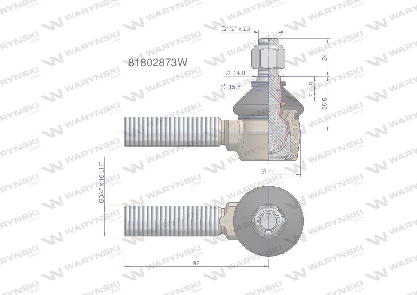 Przegub kierowniczy 3/4' 81802873 waryński Przegub kierowniczy 3/4' 81802873 waryński - obrazek 3