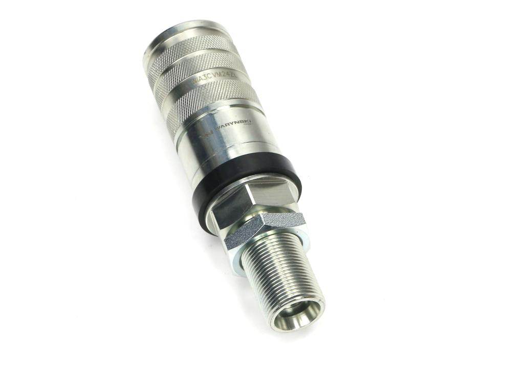 Szybkozłącze hydrauliczne zrywalne seria wia3cv 3cfpv 68 l/min gniazdo long m24x1.5 16s gwint zewnętrzny long euro push-pull iso 7241-a waryński