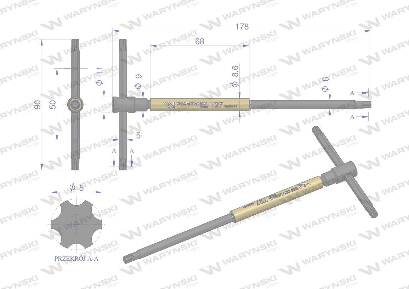 Klucz t ze spinnerem torx t27 waryński Klucz t ze spinnerem torx t27 waryński - obrazek 2