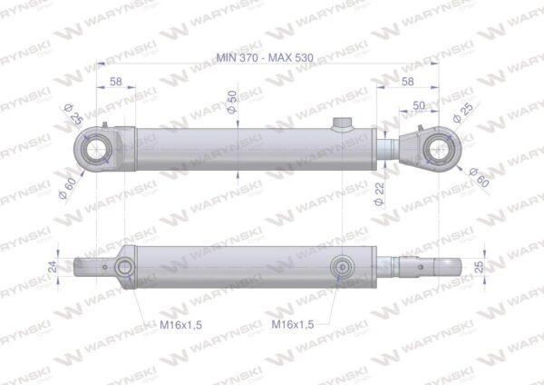Cylinder hydrauliczny siłownik dwustronny cj2f-40/22/160 waryński - obrazek 2
