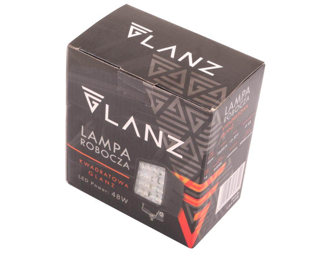 Lampa robocza kwadratowa 48w 16 led glanz